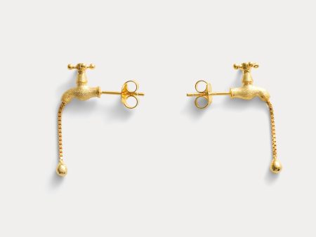 Gold Water Faucet Earrings For Cheap