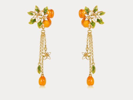 Golden Plum Flower Drop Earrings Discount