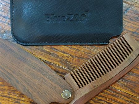 BlueZoo Wooden Beard Mustache Folding Pocket Comb with Case Discount