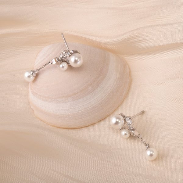 Silver Star Pearl Earrings on Sale