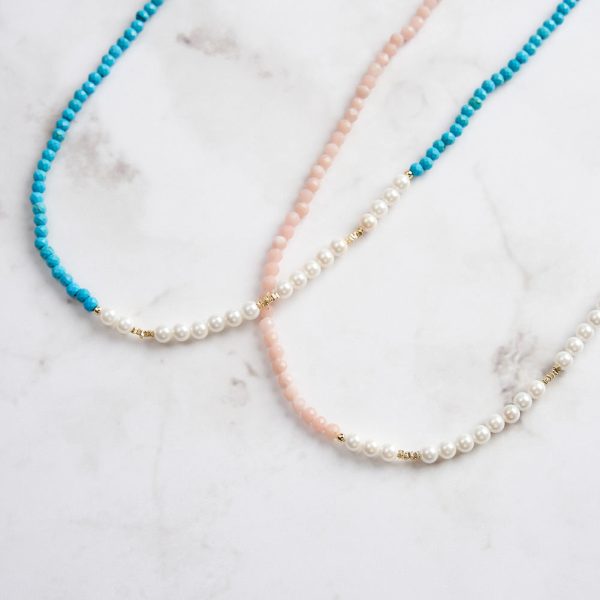 Turquoise Pearl Seed Bead Necklace Discount