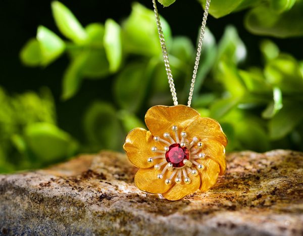 Blooming Anemone Flower Pendant Hot on Sale