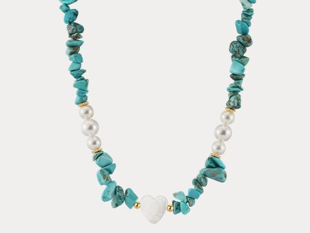 Turquoise Pearl Heart Charm Necklace Online