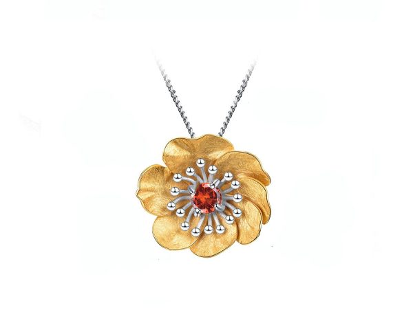 Blooming Anemone Flower Pendant Hot on Sale