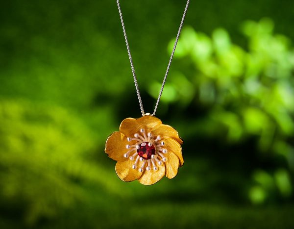 Blooming Anemone Flower Pendant Hot on Sale