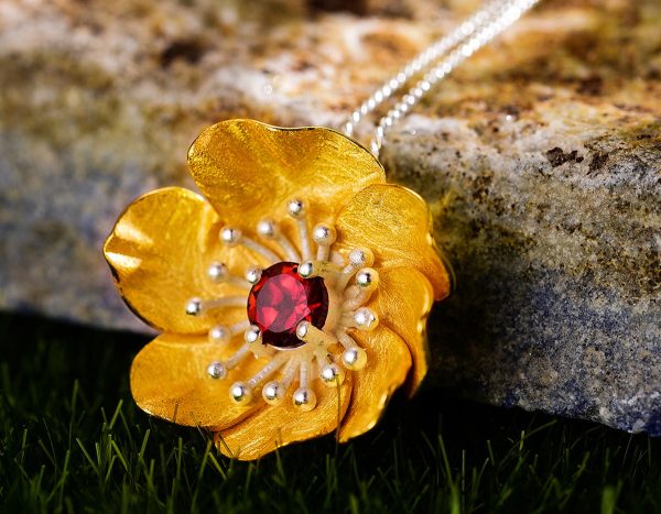 Blooming Anemone Flower Pendant Hot on Sale