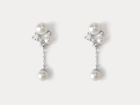 Silver Star Pearl Earrings on Sale