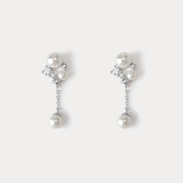 Silver Star Pearl Earrings on Sale