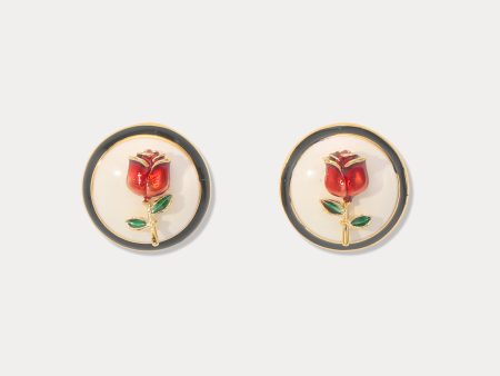 Rose Enamel Earrings Sale