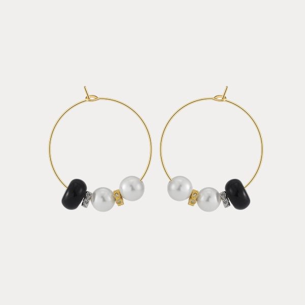 Pearl Agate Hoop Earrings Online