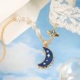 Blue Crescent Moon Necklace Discount