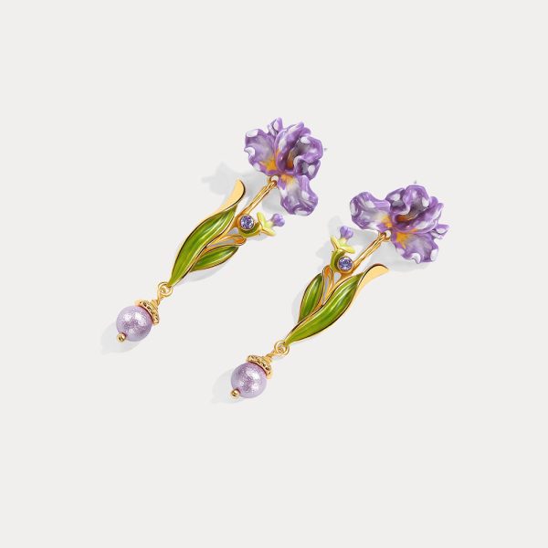 Iris Flower Drop Earrings Online now