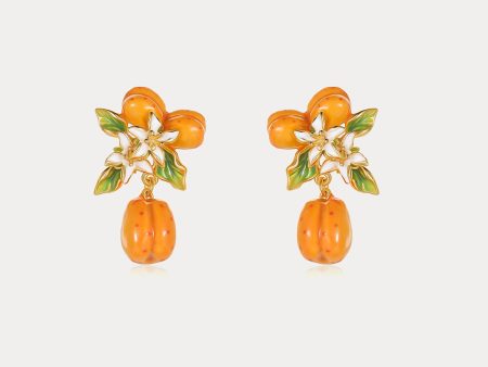 Golden Plum Flower Earrings Hot on Sale