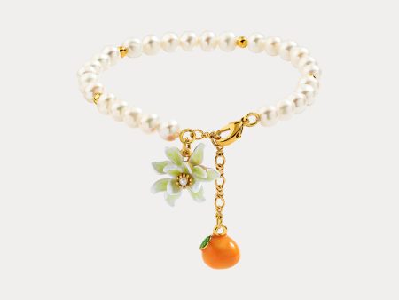 Orange Flower Pearl Bracelet Discount