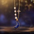 Blue Crescent Moon Necklace Discount