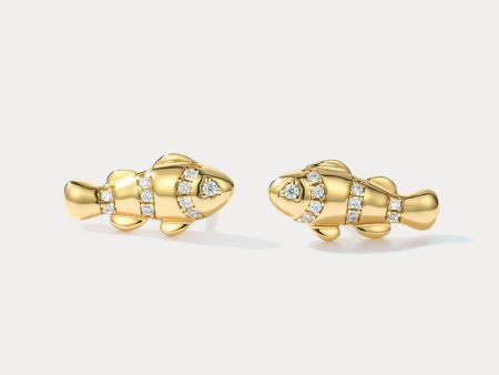 Gold Fish Stud Earrings Hot on Sale