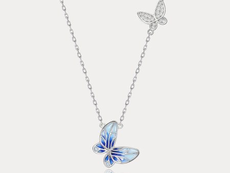 Azure Butterfly Silver Necklace Hot on Sale