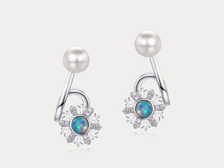 Opal Snowflake Pearl Earrings Cheap