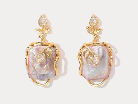 Leaf Baroque Pearl Earrings Online Hot Sale