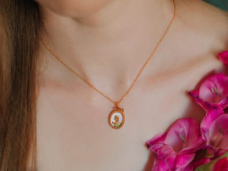 Wild Rose Oil Painting Necklace Hot on Sale