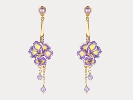 Iris Flower Crystal Drop Earrings Online Hot Sale