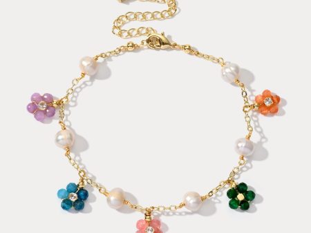 Colorful Flowers Pearl Bracelet For Sale