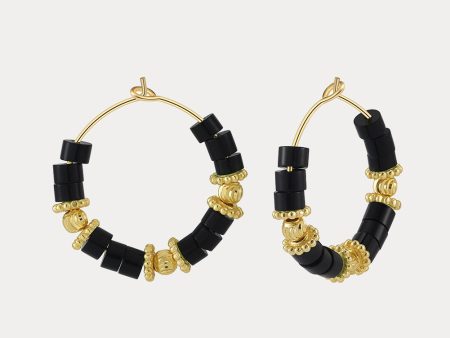 Vintage Obsidian Hoop Earrings Online now