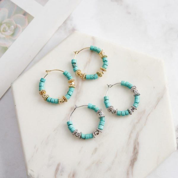 Boho Turquoise Hoop Earrings Sale