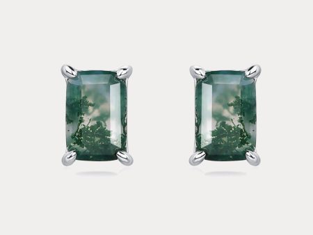 Moss Agate Stud Earrings Online Sale