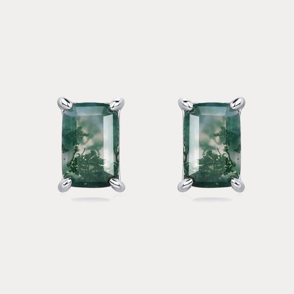 Moss Agate Stud Earrings Online Sale