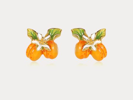 Golden Plum Flower Stud Earrings Cheap