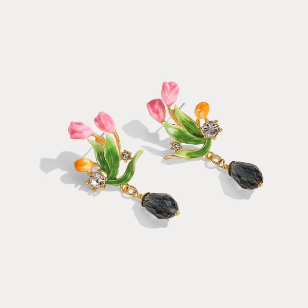 Enamel Tulip Earrings Supply