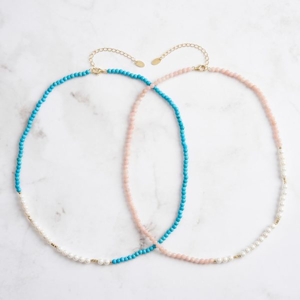 Turquoise Pearl Seed Bead Necklace Discount