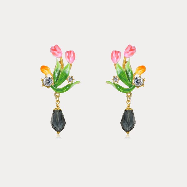 Enamel Tulip Earrings Supply