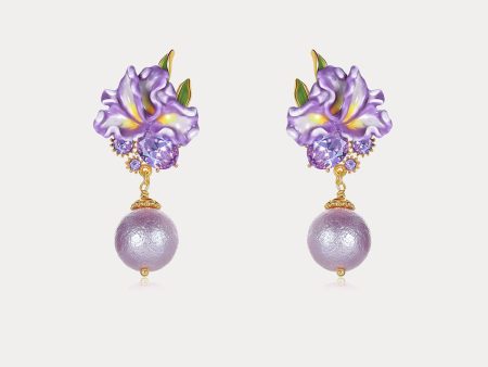 Iris Flower Earrings with Czech Gemstones Online Hot Sale