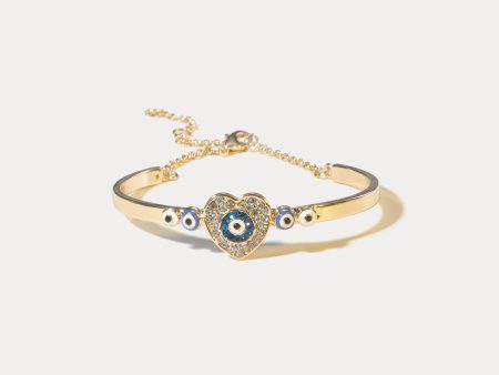 Diamond Heart Evil Eye Bracelet Discount