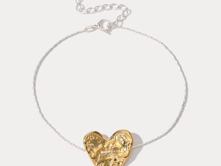 Golden Heart Silver Bracelet Online now