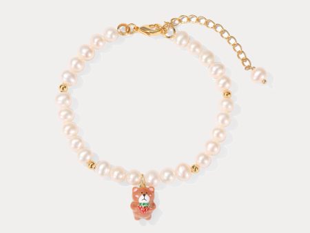 Strawberry Bear Pearl Bracelet For Sale