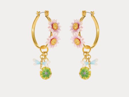 Lotus Dragonfly Hoop Earrings For Cheap