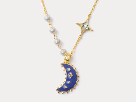 Blue Crescent Moon Necklace Discount