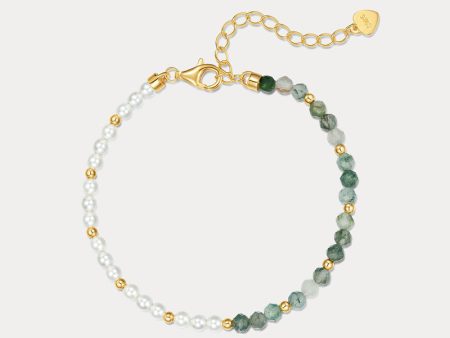 Moss Green Pearl Beaded Bracelet Online Sale