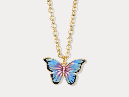 Bluish Violet Butterfly Necklace For Discount