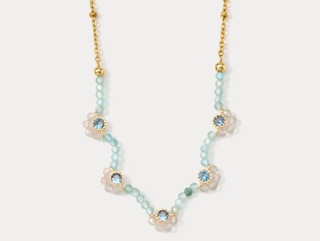 Aquamarine Flower Beaded Necklace on Sale