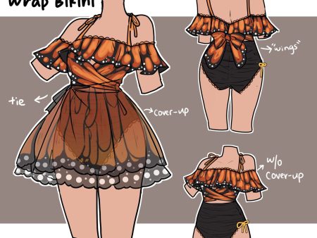 (Interest Check) Butterfly Wing Wrap Bikini + Coverup Cheap