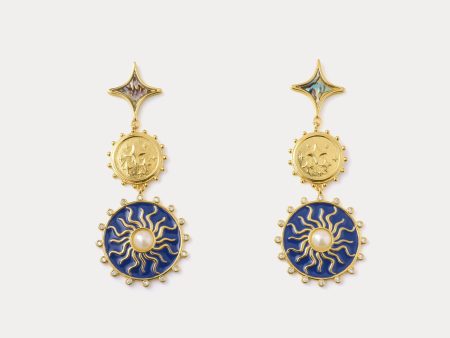 Blue Celestial Disc Earrings Discount