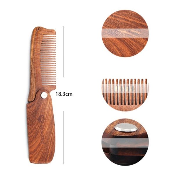 BlueZoo Wooden Beard Mustache Folding Pocket Comb with Case Discount